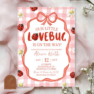 Convites Chá de Bebê Lovebug Vermelho Xadrez