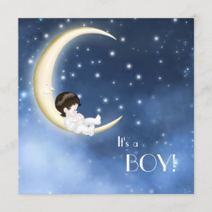 Convites Chá de Bebê-Lua Azul e Amarelo