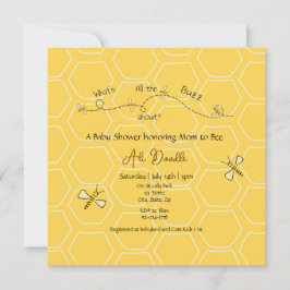 Convites Chá de Bebê "Mãe de Abelha" Mel Amarelo Fofo