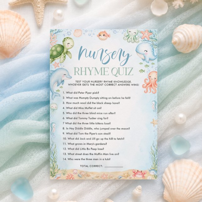 Convites Chá de Bebê Marítimo Jogo de Rimas para Berçário S (Sea You Soon Ocean Baby Shower Nursery Rhyme Game)