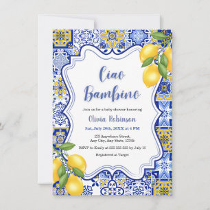 Convites Chá de Bebê Mediterrâneo Italiano Ciao Bambino
