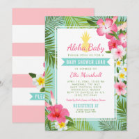 Chá de Bebê Menina Aqua Luau Abacaxi Aloha Bebê