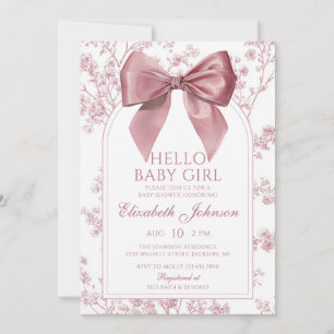 Convites Chá de Bebê Menina Arco Rosa Antigo Tudo em Um