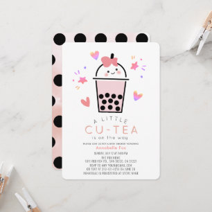 Convites Chá de Bebê Menina Arco Rosa Boba Bubble Tea