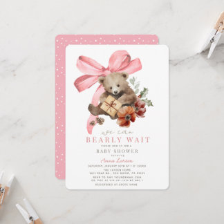Convites Chá de Bebê Menina Azul Rosa Bearly Wait Férias