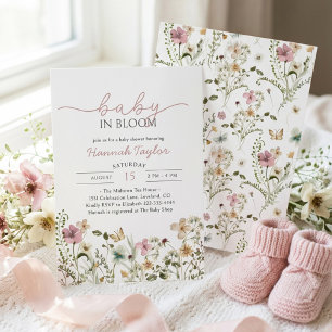 Convites Chá de Bebê Menina Baby in Bloom