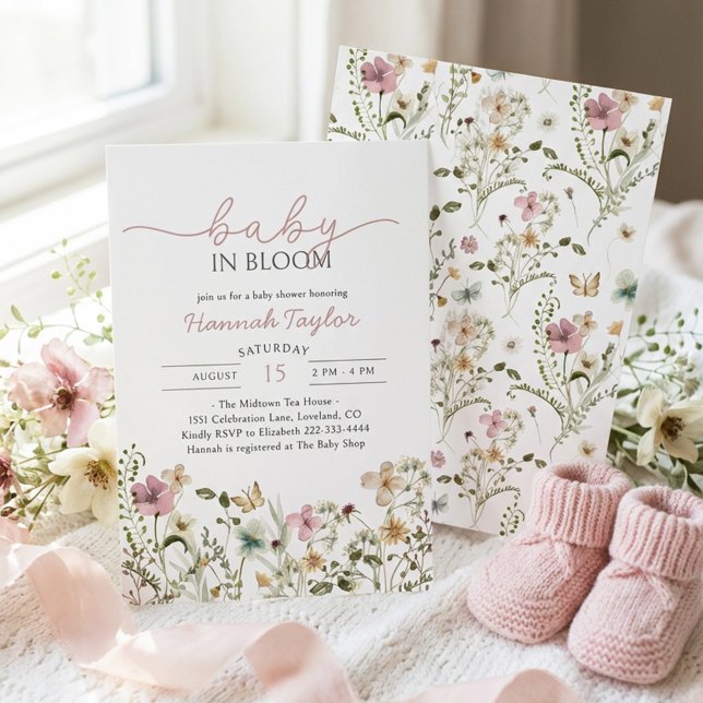 Convites Chá de Bebê Menina Baby in Bloom (Criador carregado)