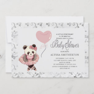 Convites Chá de Bebê Menina Bailarina Urso Panda Fofo
