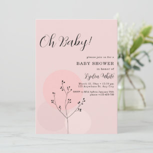 Convites Chá de Bebê Menina Boho Rosa Chá de Bebê Minimalis