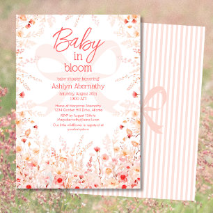 Convites Chá de Bebê Menina Boho Wildflower Baby in Bloom