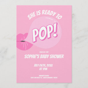 Convites Chá de Bebê Menina Bubblegum Está Pronta para Esto