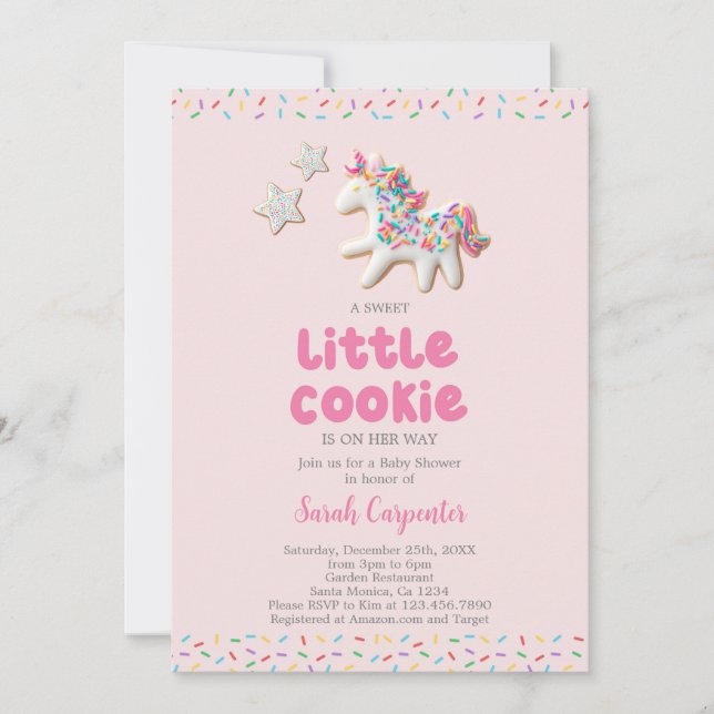 Convites Chá de Bebê Menina com Biscoito (Frente)