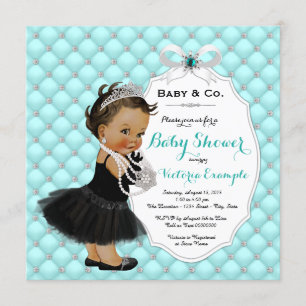 Convites Chá de Bebê Menina Étnica Azul Turquesa Baby & Co