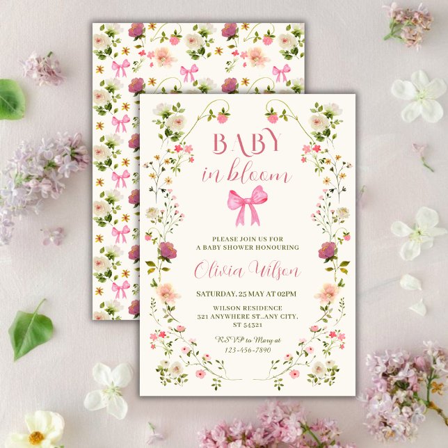 Convites Chá de Bebê Menina Floral Baby in Bloom (Criador carregado)