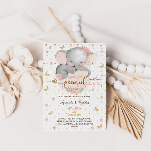 Convites Chá de Bebê Menina Floral Elefante