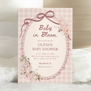 Convites Chá de Bebê Menina Floral Rosa Baby in Bloom