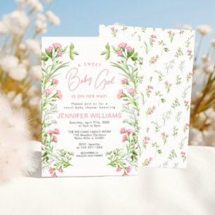 Convites Chá de Bebê Menina Floral Rosa Moderno Fofo