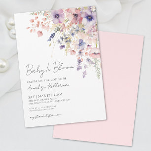 Convites Chá de Bebê Menina Flores em Aquarela Bebê em Flor