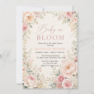 Convites Chá de Bebê Menina Flores Florais Baby in Bloom