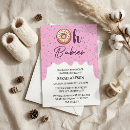 Convites Chá de Bebê Menina Gêmeos Donut Sprinkle Oh Bebês