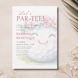 Convites Chá de Bebê Menina Golfe Floral Par-Tee Baby