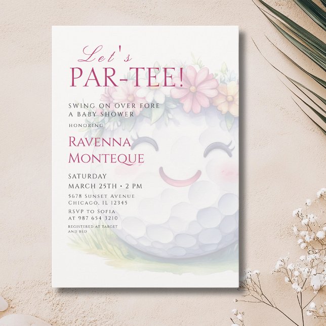 Convites Chá de Bebê Menina Golfe Floral Par-Tee Baby (Criador carregado)