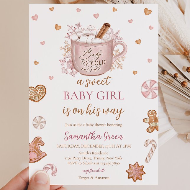 Convites Chá de Bebê Menina Inverno Rosa (Criador carregado)