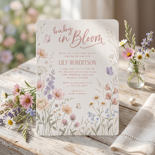 Convites Chá de Bebê Menina Jardim de Flores Silvestres Beb