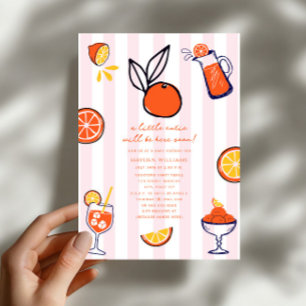 Convites Chá de Bebê Menina Laranja Doodle Fofo