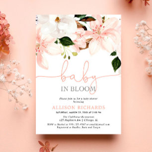 Convites Chá de bebê menina lírios florais Baby in Bloom