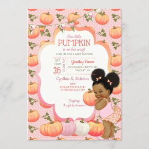 Convites Chá de Bebê Menina Little Pumpkin Tom Escuro Puffs