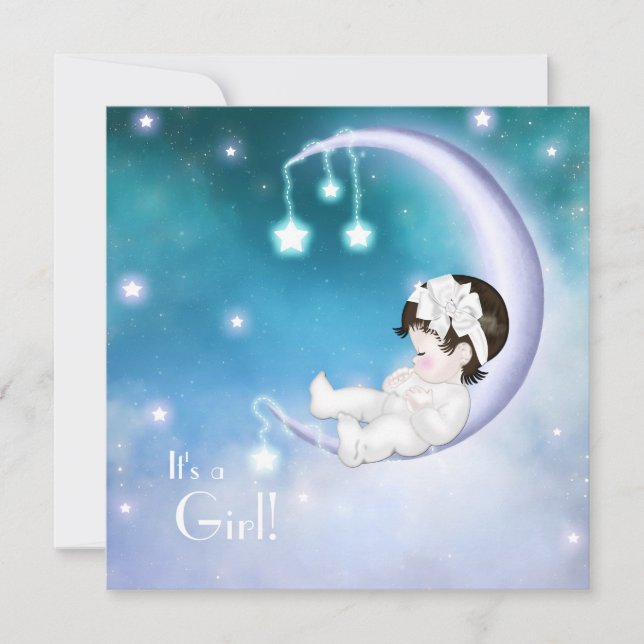 Convites Chá de Bebê Menina Lua Roxa (Frente)