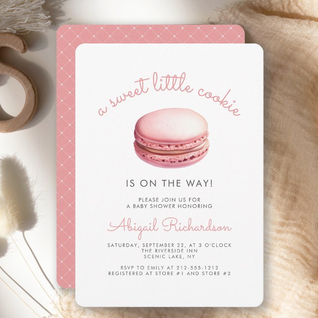 Convites Chá de Bebê Menina Macaron Biscoito Rosa (Criador carregado)
