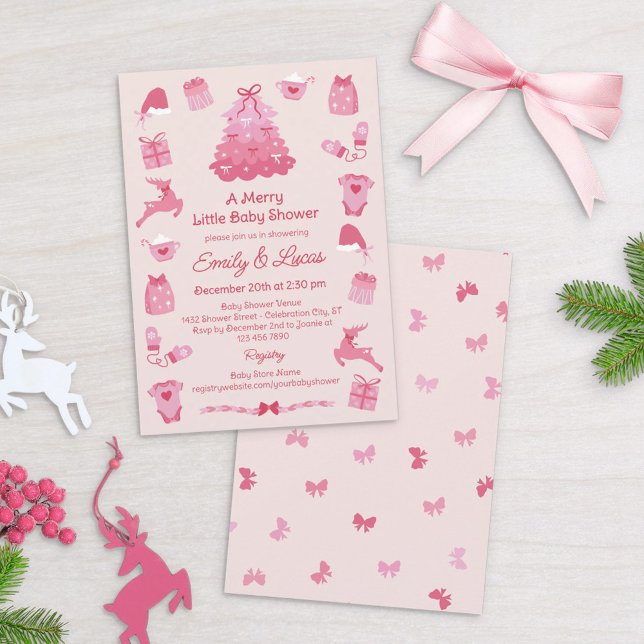 Convites Chá de Bebê Menina Merry Little Coquete com Laços  (Criador carregado)