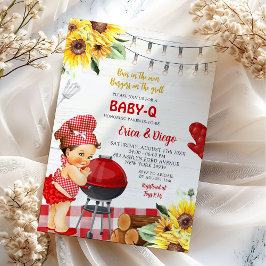 Convites Chá de Bebê Menina Mexicana Rustic Red Backyard Ba