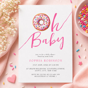 Convites Chá de Bebê Menina Oh Baby Sweet Donuts Minimalist