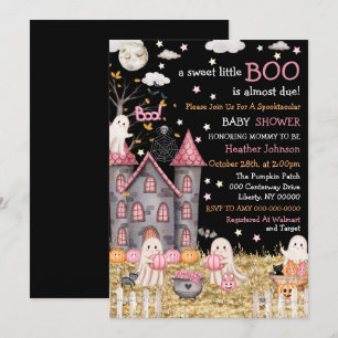 Convites Chá de Bebê Menina Pequena Fantasma Halloween Past