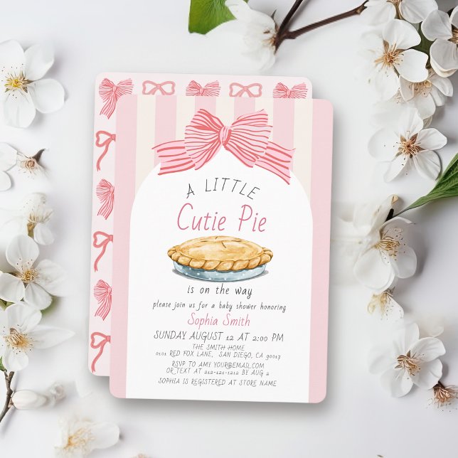Convites Chá de Bebê Menina Pequena Fatia de Torta Rosa (Criador carregado)