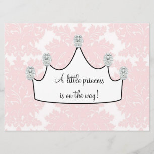 Convites Chá de Bebê Menina Princesa Damask Rosa