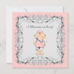 Convites Chá de Bebê Menina Princesa Rosa