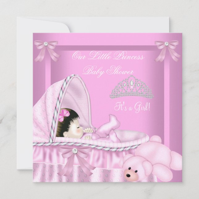 Convites Chá de Bebê Menina Princesinha Bercinho Rosa (Frente)