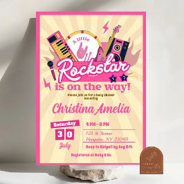 Convites Chá de Bebê Menina Rockstar Rosa