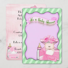 Convites Chá de Bebê Menina Rosa