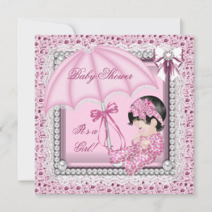 Convites Chá de Bebê Menina Rosa Bonito Branco