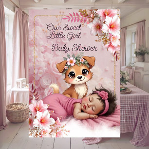 Convites Chá de Bebê Menina Rosa Fofa Cachorro
