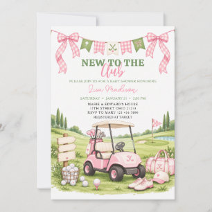 Convites Chá de Bebê Menina Rosa Golfe Novo no Clube