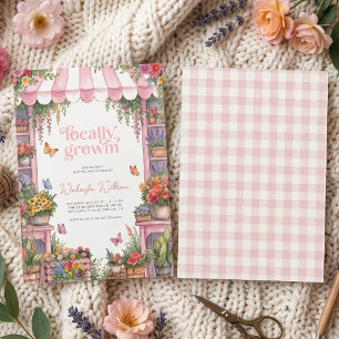 Convites Chá de Bebê Menina Rosa Mercado de Produtores Loca