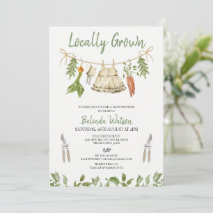 Convites Chá de Bebê Menina Rustic Green Localmente Cultiva