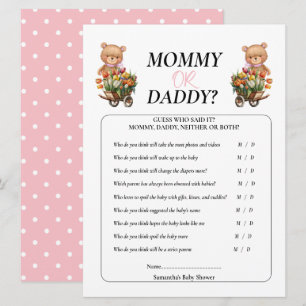 Convites Chá de Bebê Menina Teddy Mamãe Papai Floral Rústic