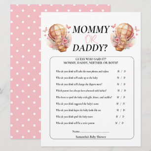 Convites Chá de Bebê Menina Ursinho Mamãe Papai Balão Rosa